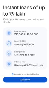 Google Pay Loan Interest Rate